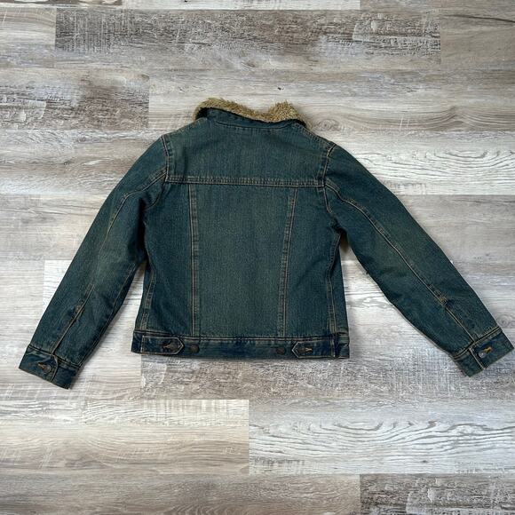 Vtg Gap Y2K Sherpa Collar Jacket XS Shearling Denim Jean Shearling Lining Fall - Picture 2 of 5